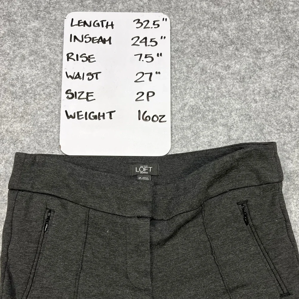 Ann Taylor Loft Petite Womens Dark Gray‎ Slim Leg Zipper Pocket Pants Size 2P